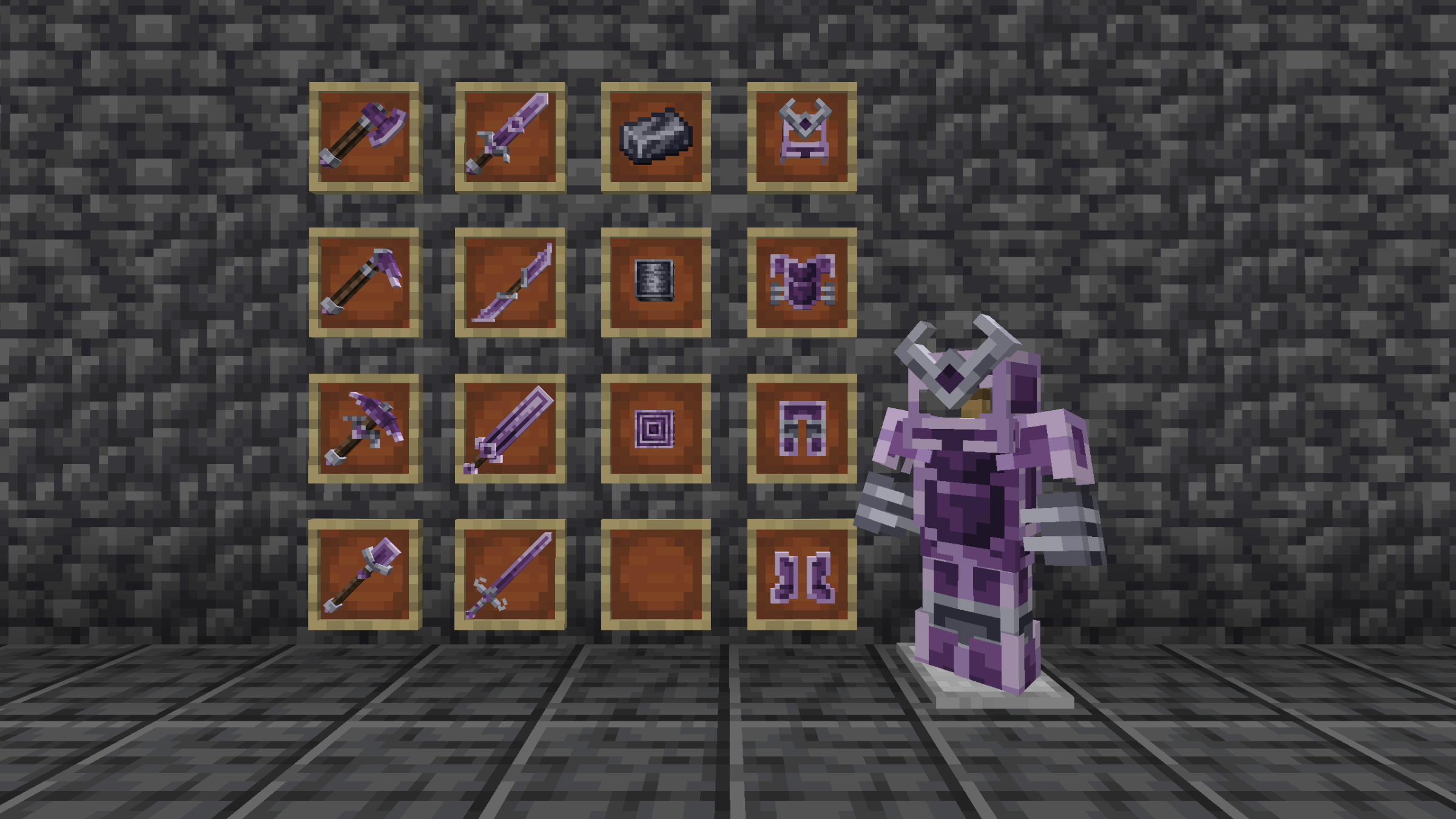 Polished Amethyst armor & weapons